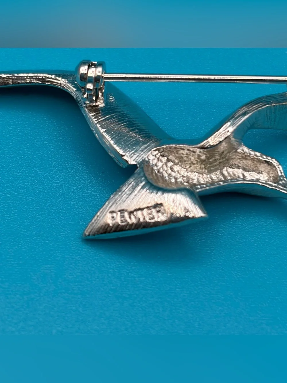 Vintage Pewter Seagull Brooch